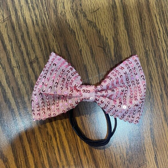 ✨ Mebius Full Sequin Pink Dress w/ Matching Bow – Girls Size 10Y - Picture 7 of 8